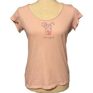 Life is Good pink fitted short sleeve tee shirt cocktail drink size small